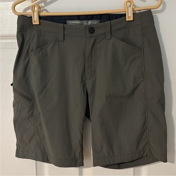 ICEBREAKER MERINO wool blend shorts multi pocket zip hiking shorts grey size 27 - Picture 2 of 13